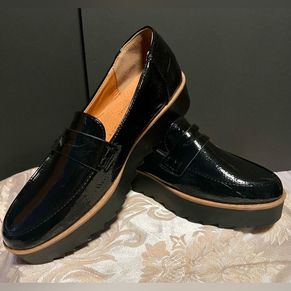 Chinese Laundry Black Patent Leather Platform Penny Loafer Shoes‎ 5.5 - Picture 3 of 9
